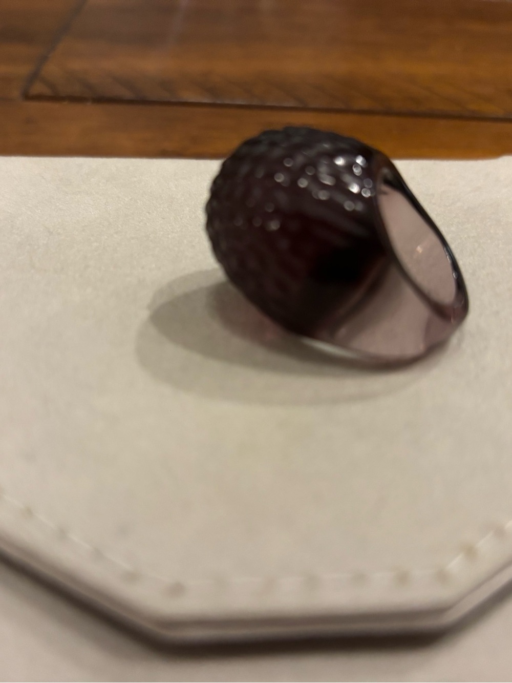 Genuine “Lalique” Faceted Deep Plum size 5 ring